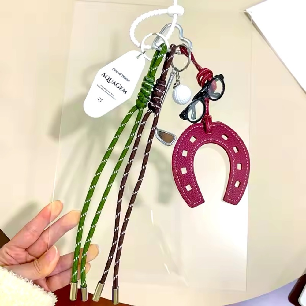 🎅🏻 SALE! Multi charm Key Holder bag charm with horseshoe golf  glasses motel key